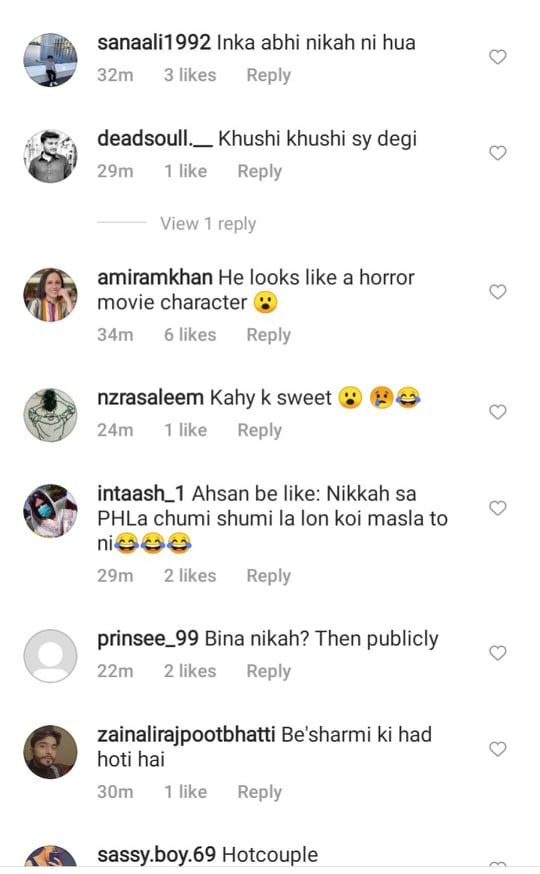 Ahsan Mohsin Ikram Kisses Minal Khan-Public Reaction