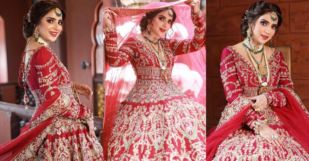 Saboor Aly Dazzles In A Gorgeous Red Bridal Ensemble By Ali Xeeshan