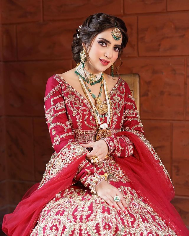 Saboor Aly Dazzles In A Gorgeous Red Bridal Ensemble By Ali Xeeshan