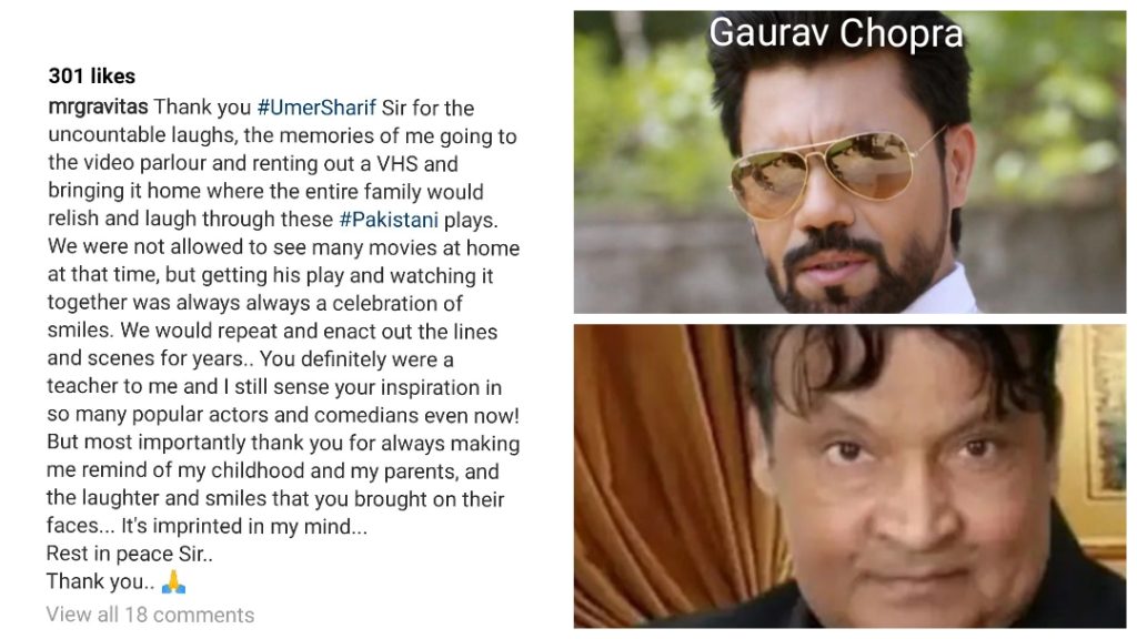 Indian Celebrities Extend Condolences On Umer Sharif's Death