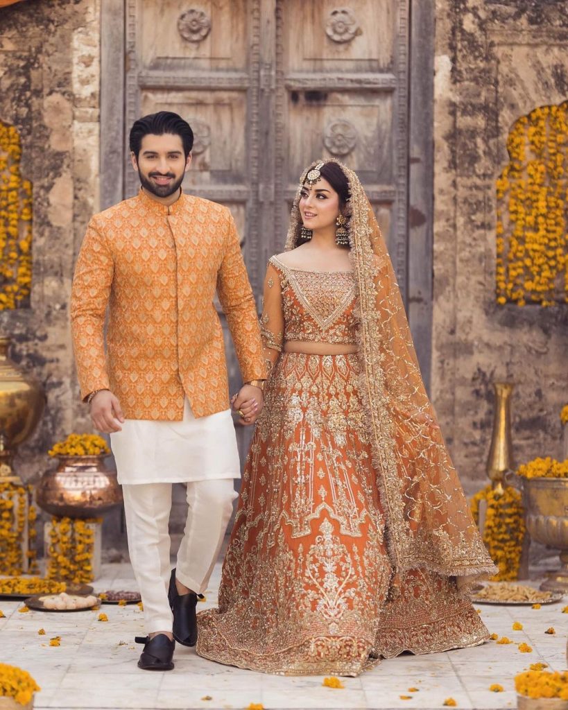 Alizeh Shah Stuns In Beautiful Orange Bridal Ensemble