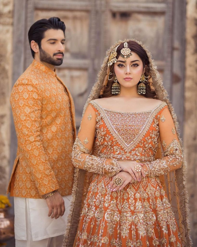 Orange bridal hotsell dresses pakistani