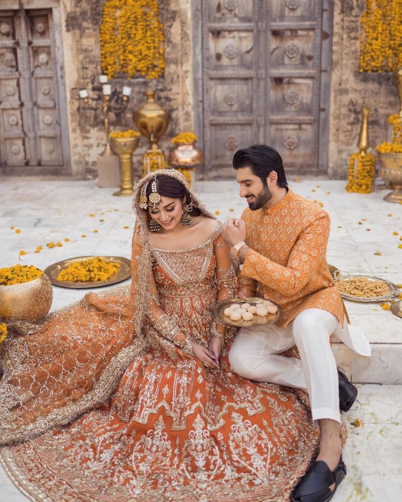 Alizeh Shah Stuns In Beautiful Orange Bridal Ensemble