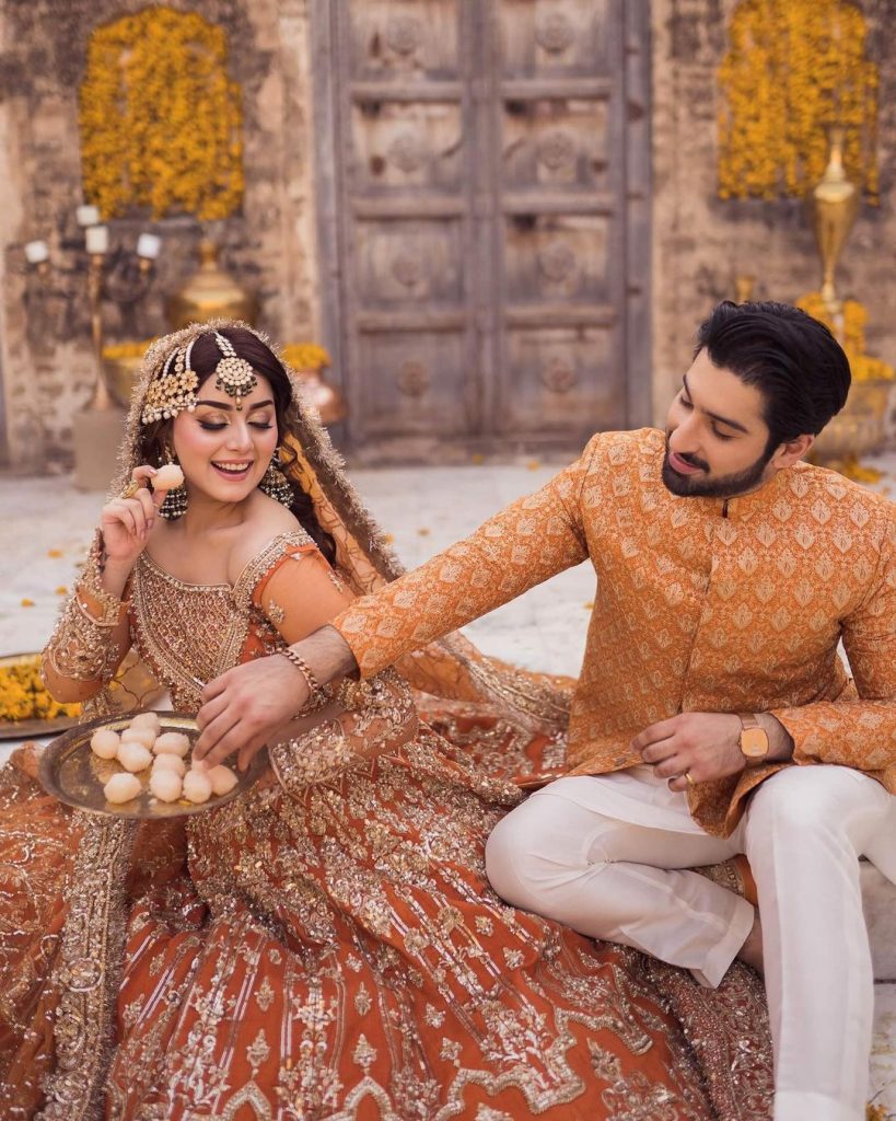 Alizeh Shah Stuns In Beautiful Orange Bridal Ensemble