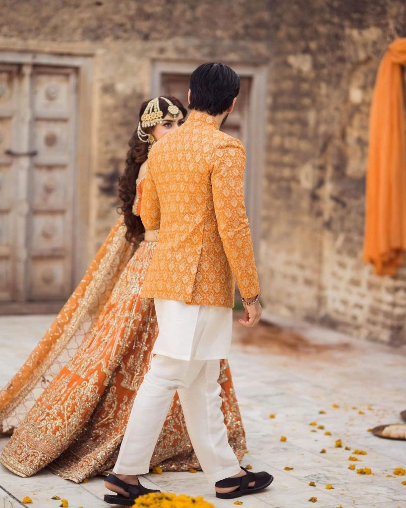 Alizeh Shah Stuns In Beautiful Orange Bridal Ensemble