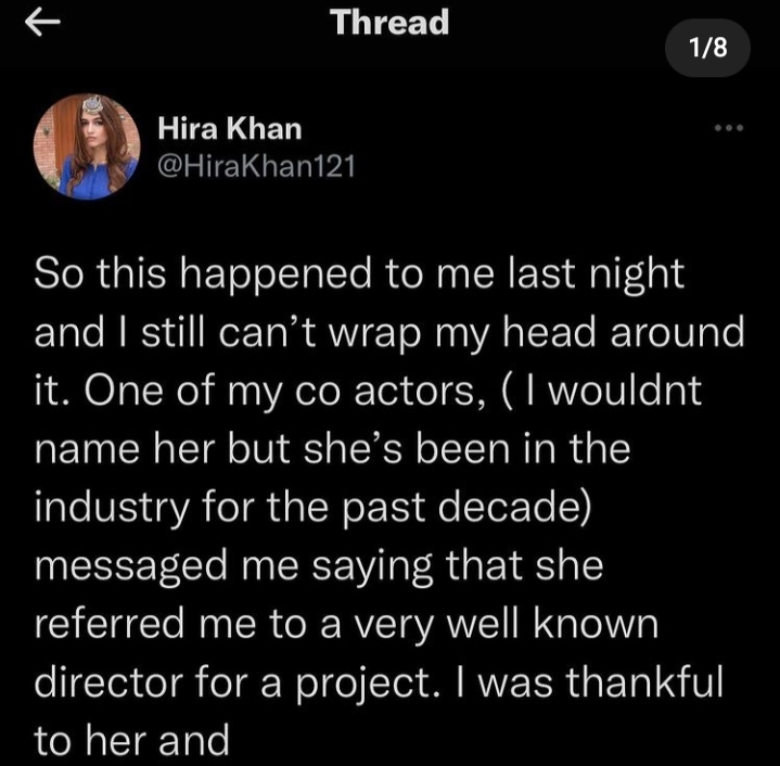 Hira Khan Opened Up About Her Recent Casting Couch Experience