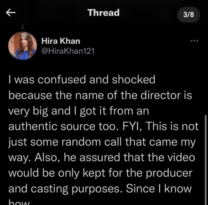 Hira Khan Opened Up About Her Recent Casting Couch Experience