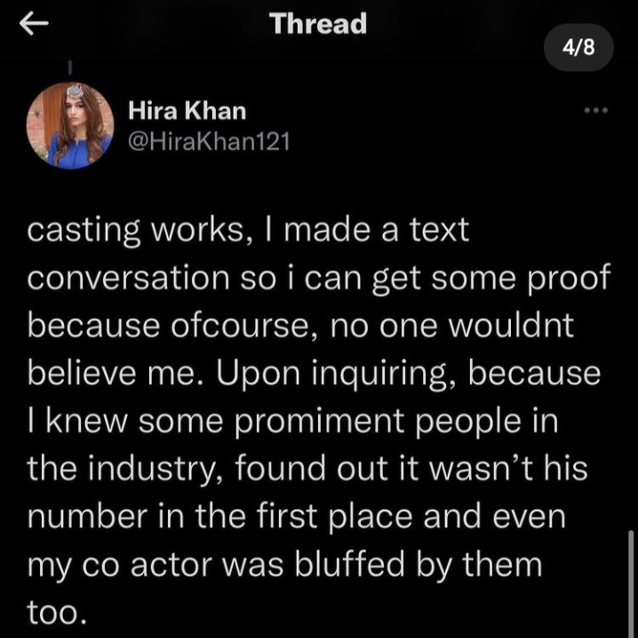 Hira Khan Opened Up About Her Recent Casting Couch Experience