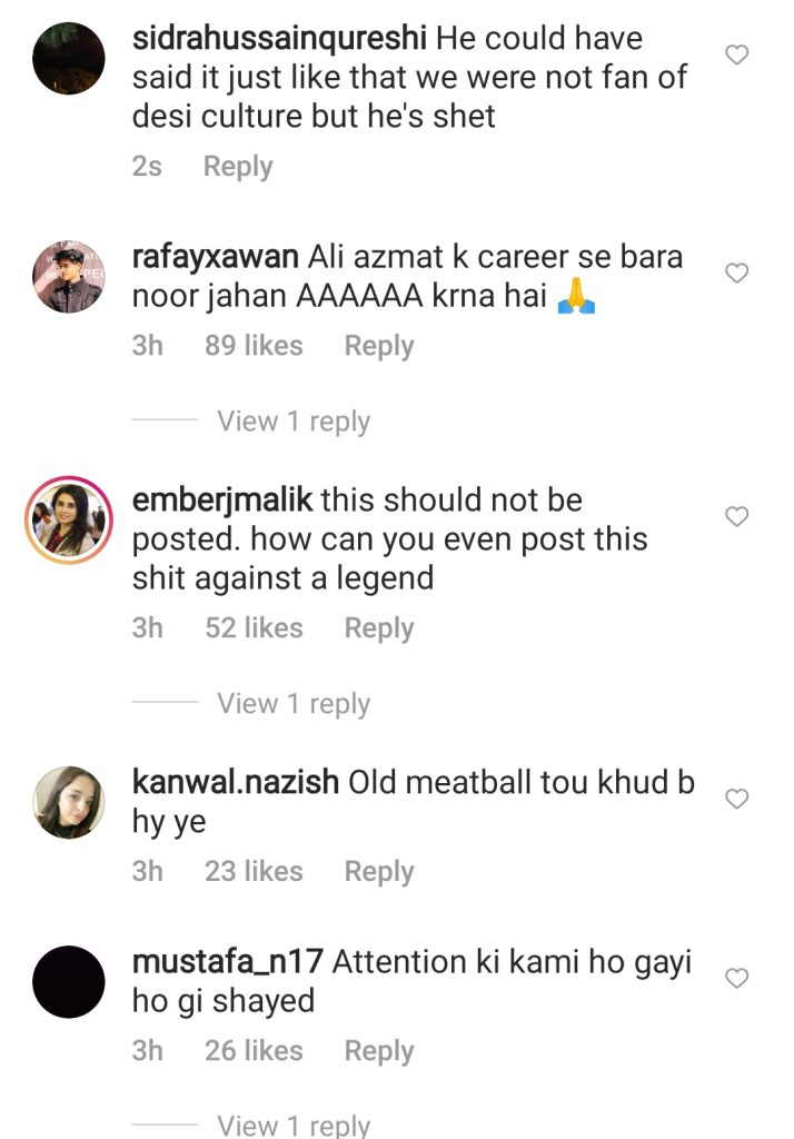 Ali Azmat's Insensitve Remarks About Noor Jahan Might Hurt Fans