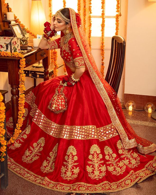 Maya Ali Looks Regal In A Gorgeous Red Bridal Ensemble