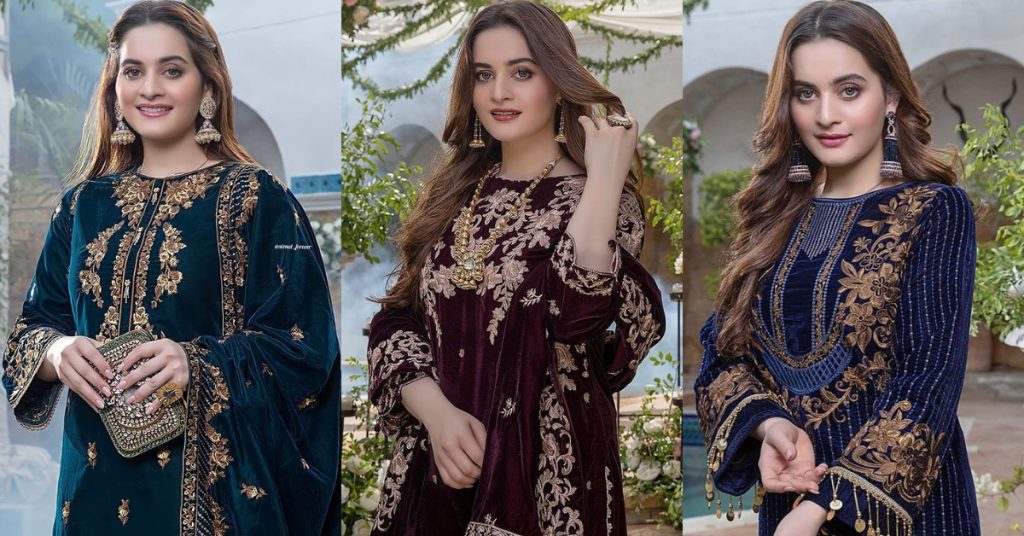 Aiman Khan Looks Ethreal In Winter Velvet Collection By Azure