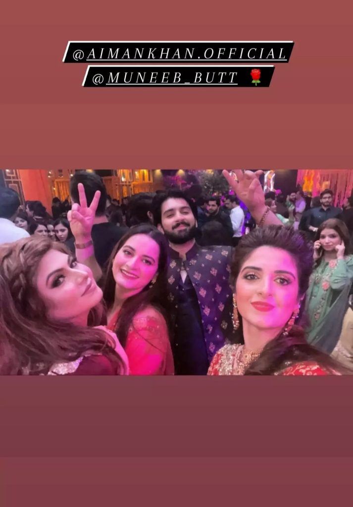 Aiman Khan And Muneeb Butt Spotted At A Wedding