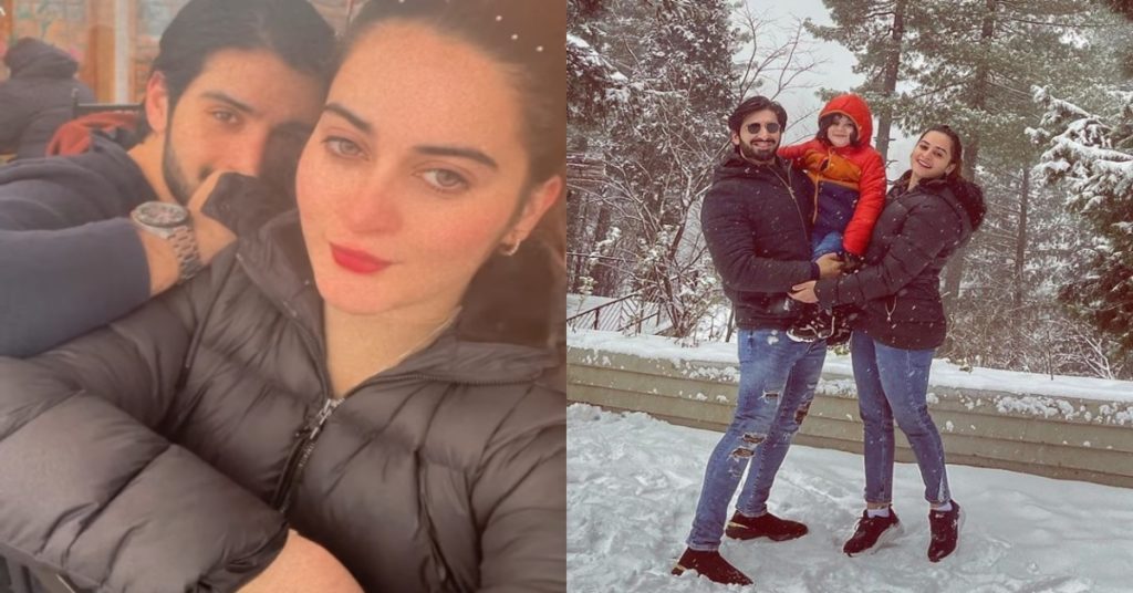 Aiman Khan & Muneeb Butt Enjoying Snow in Murree