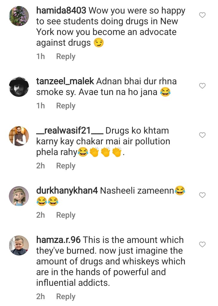 Public Criticism on Adnan Siddiqui Lauding Anti Narcotics Destruction Operation