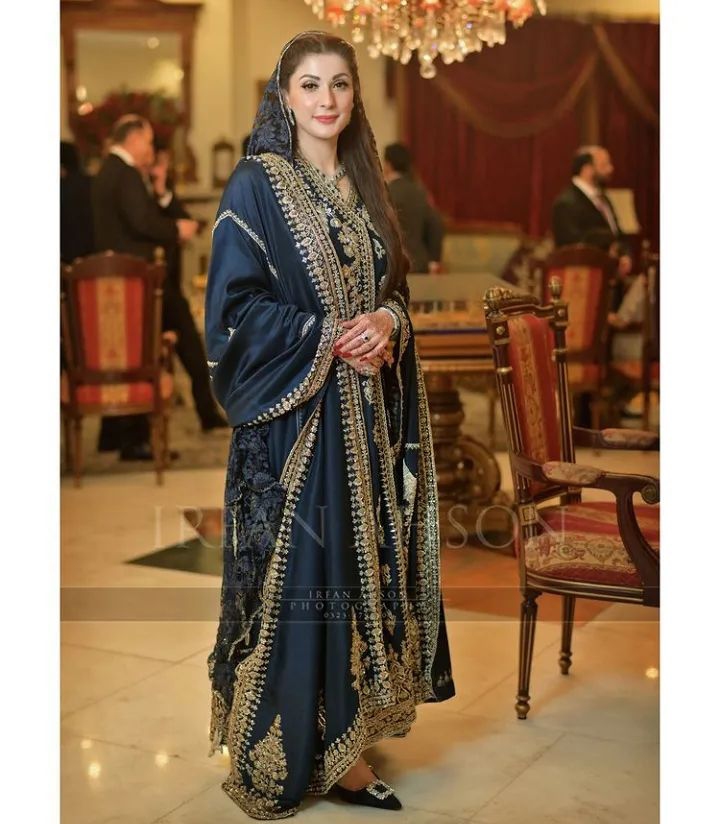 Details of Maryam Nawaz Outfit & Make up from Junaid Safdar's Walima