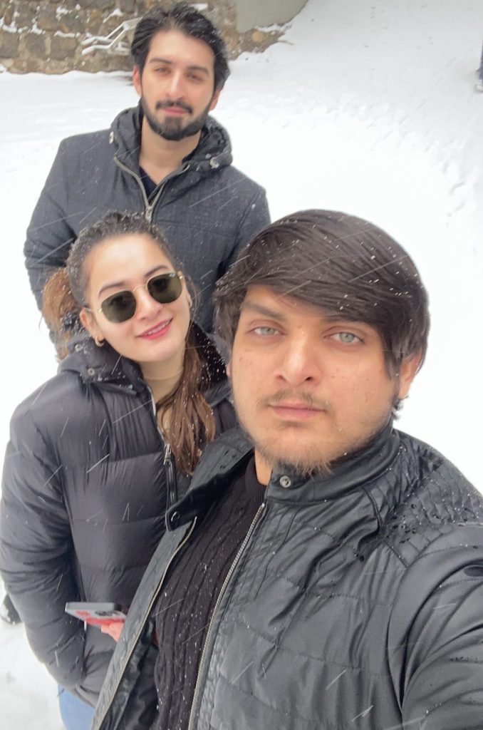 Aiman Khan & Muneeb Butt Enjoying Snow in Murree