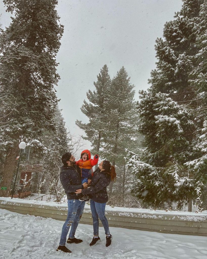 Aiman Khan & Muneeb Butt Enjoying Snow in Murree