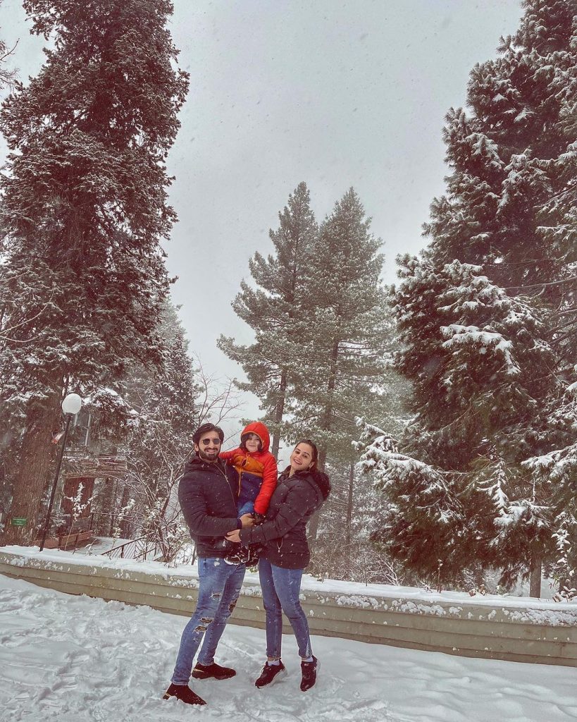 Aiman Khan & Muneeb Butt Enjoying Snow in Murree