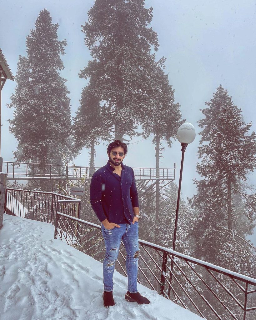 Aiman Khan & Muneeb Butt Enjoying Snow in Murree