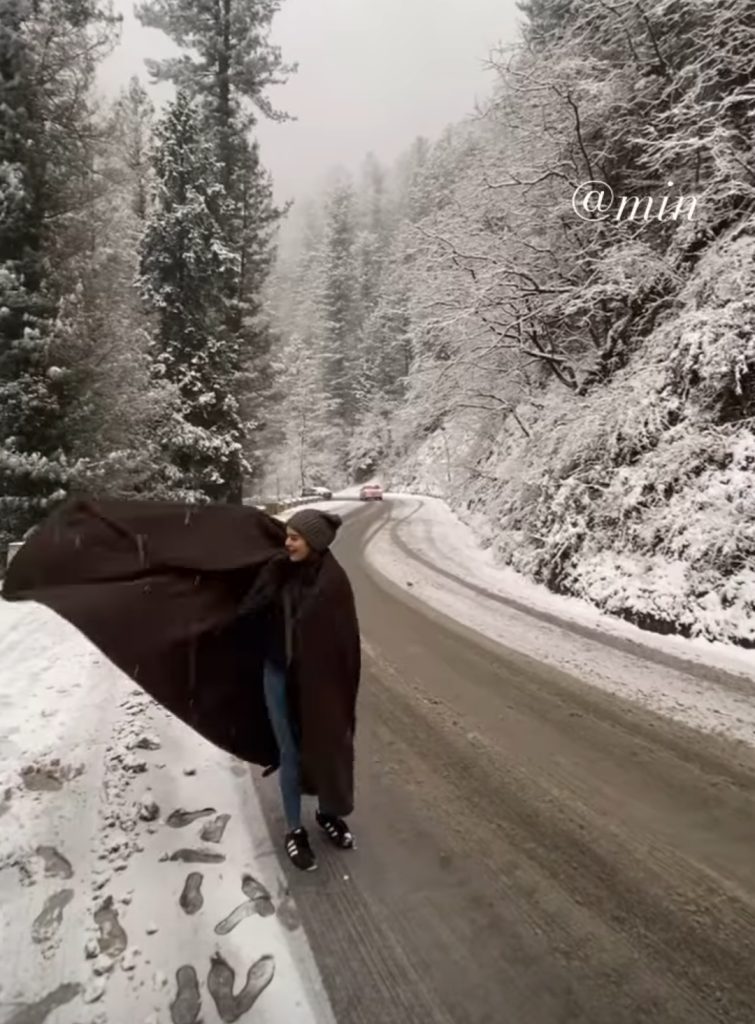 Aiman Khan & Muneeb Butt Enjoying Snow in Murree