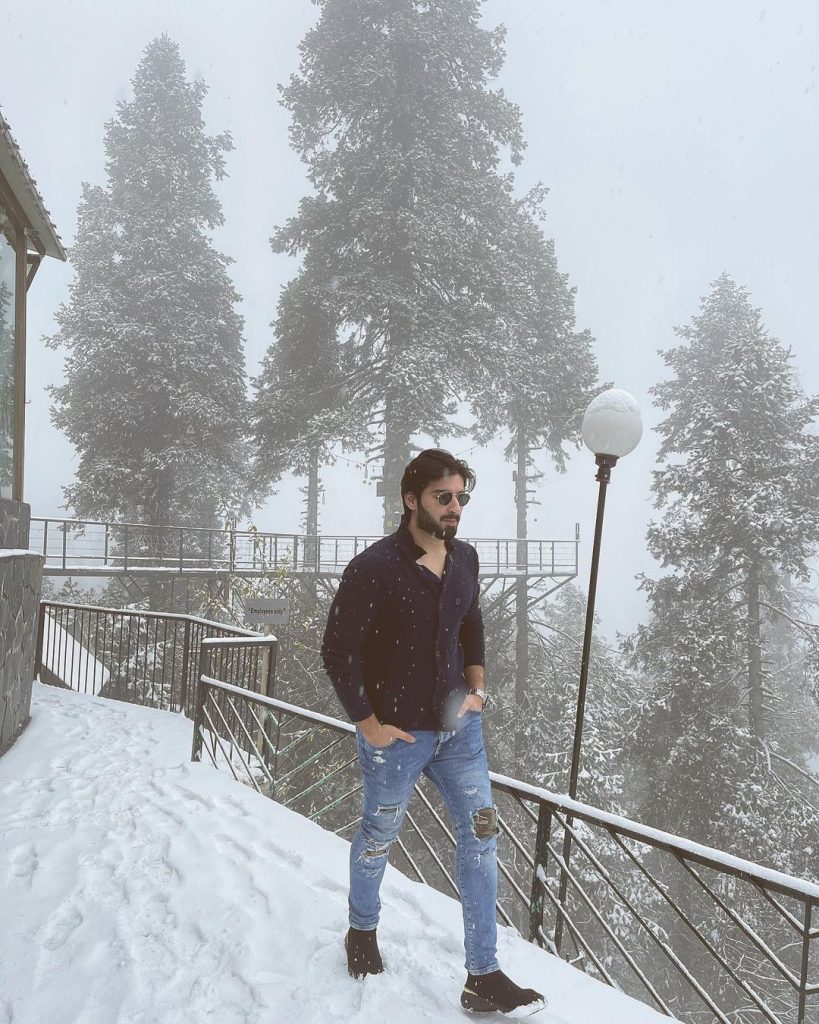 Aiman Khan & Muneeb Butt Enjoying Snow in Murree