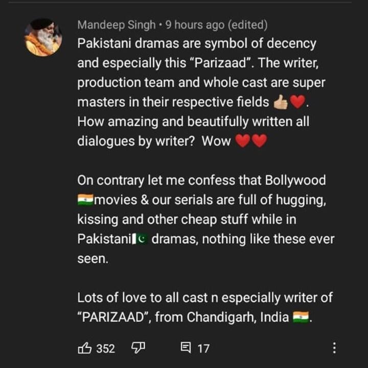 Indian Viewers Show Their Love for Parizaad