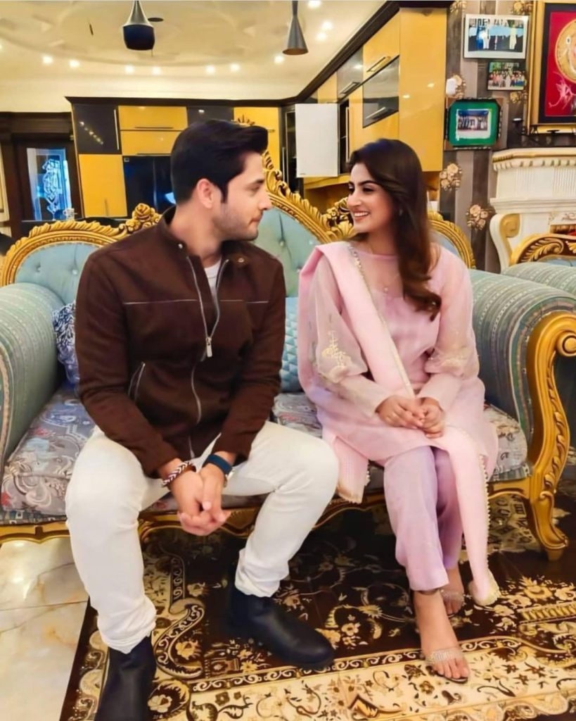 Delightful Clicks Of Hiba Bukhari And Arez Ahmed From the Set Of Inteha-e-Ishq