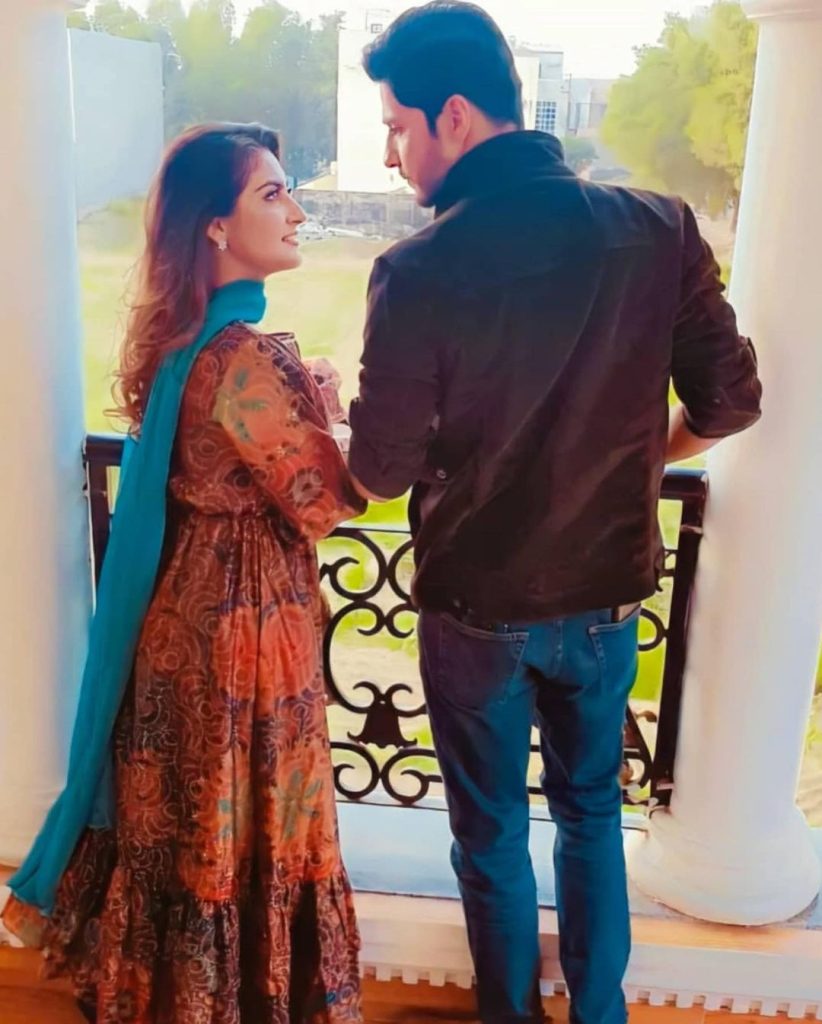 Delightful Clicks Of Hiba Bukhari And Arez Ahmed From the Set Of Inteha-e-Ishq