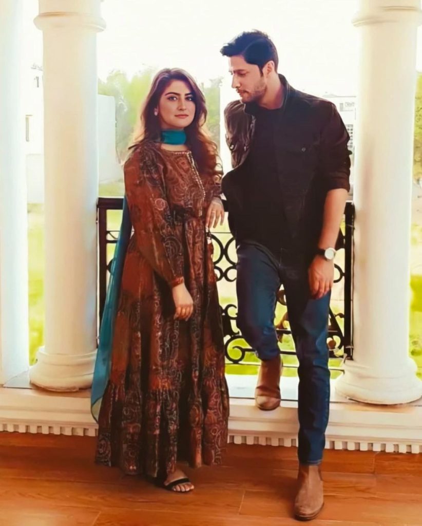 Delightful Clicks Of Hiba Bukhari And Arez Ahmed From the Set Of Inteha-e-Ishq