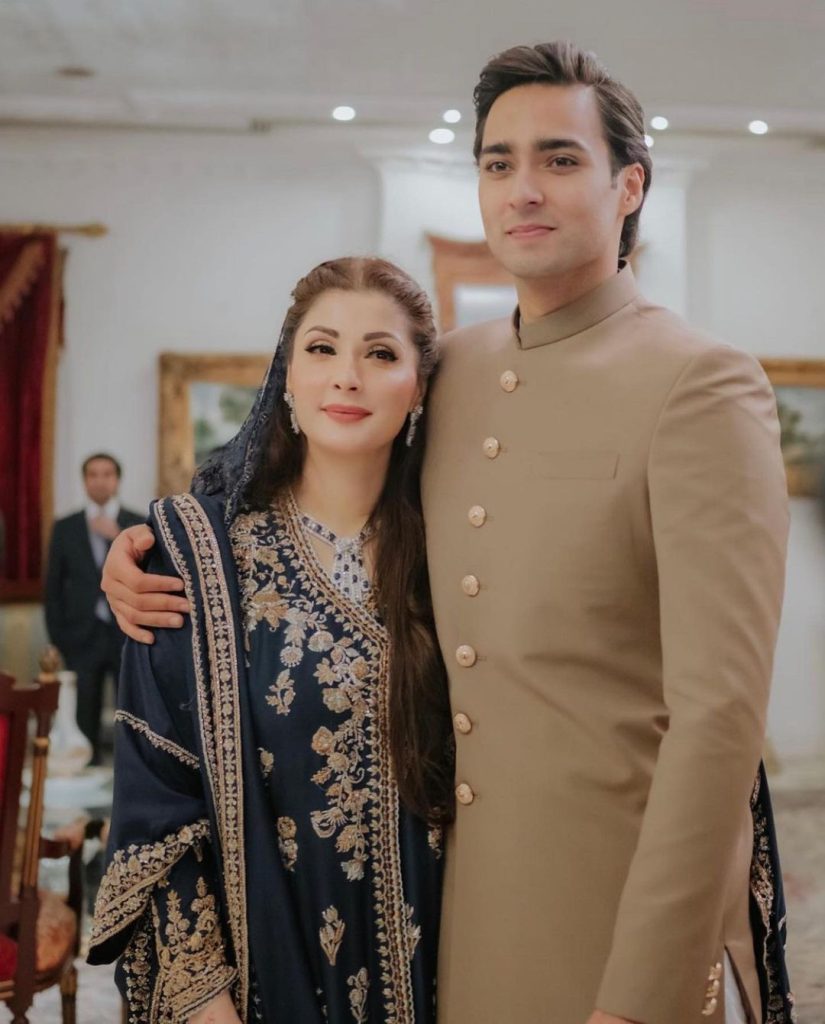 Details of Maryam Nawaz Outfit & Make up from Junaid Safdar's Walima