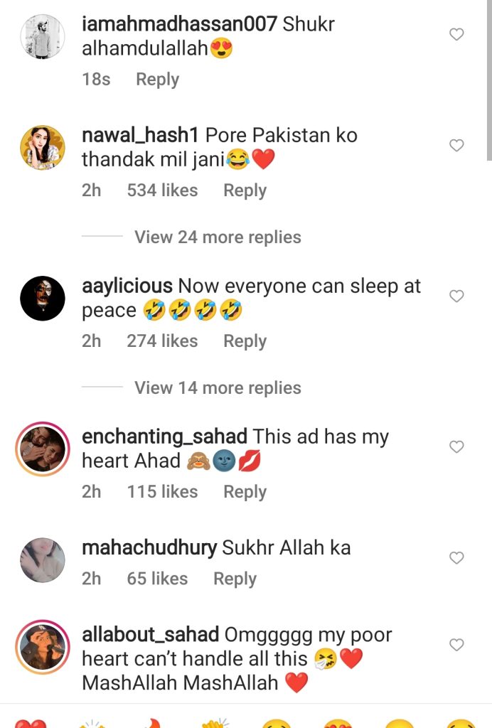 Public reaction on Sajal & Ahad's Recent Instagram Conversation