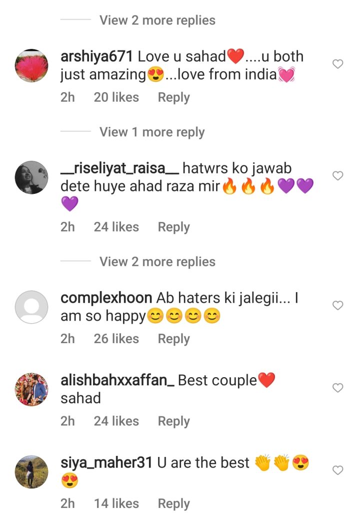 Public reaction on Sajal & Ahad's Recent Instagram Conversation