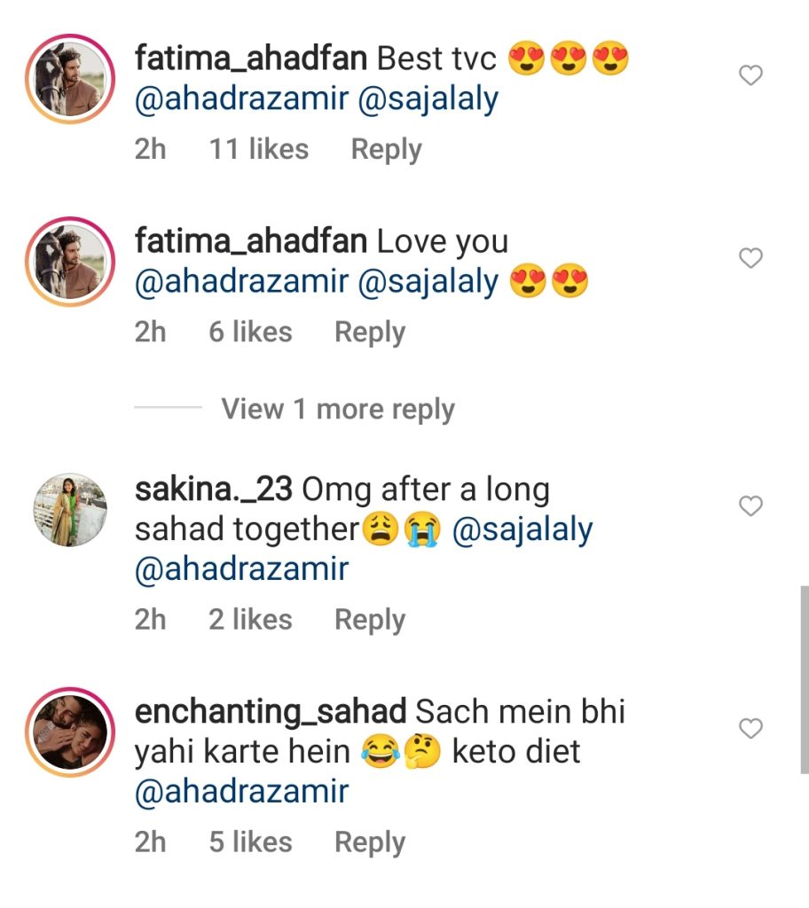 Public reaction on Sajal & Ahad's Recent Instagram Conversation