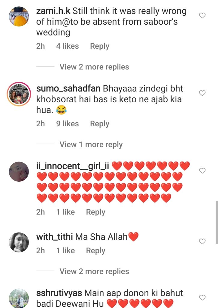Public reaction on Sajal & Ahad's Recent Instagram Conversation