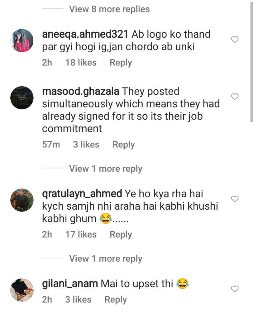 Public reaction on Sajal & Ahad's Recent Instagram Conversation