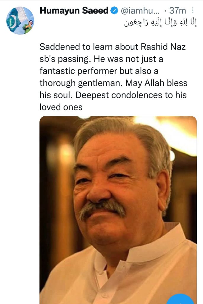 Top Pakistani Celebrities Extending Condolences on Death Of Veteran Actor Rasheed Naz