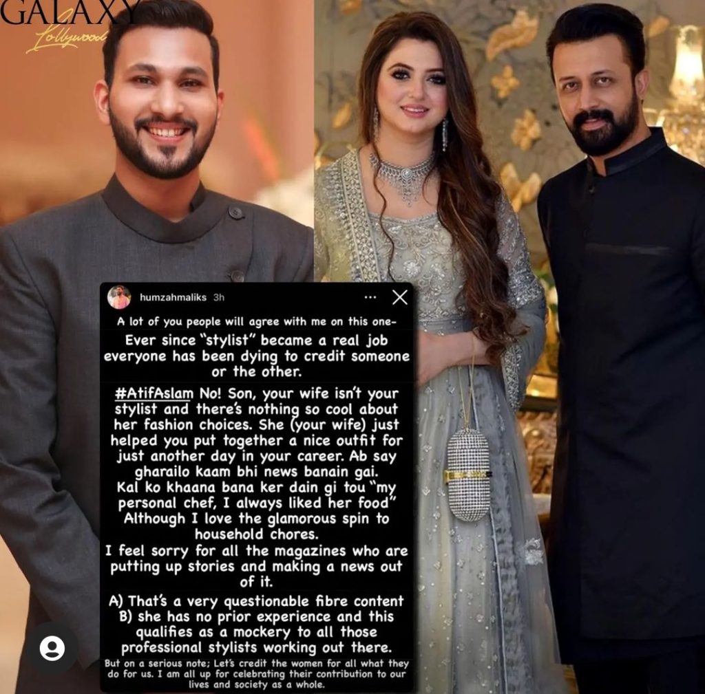 Designer Humzah Malik Is Not Happy With Atif Aslam