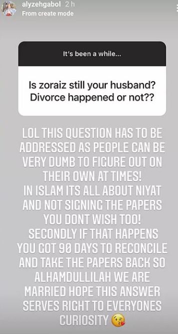 Alyzeh Gabol Clarifies Divorce Rumours With Zoraiz Malik