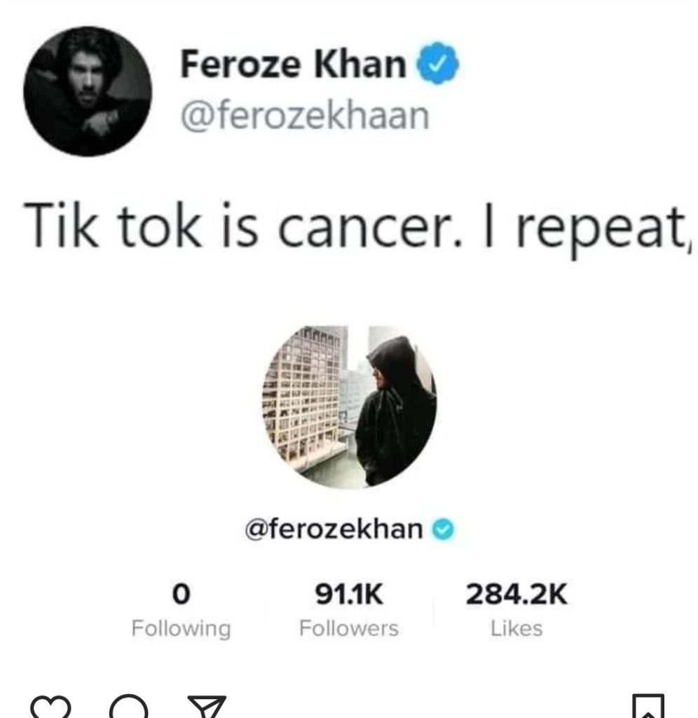 Feroze Khan Under Fire After Joining Tiktok