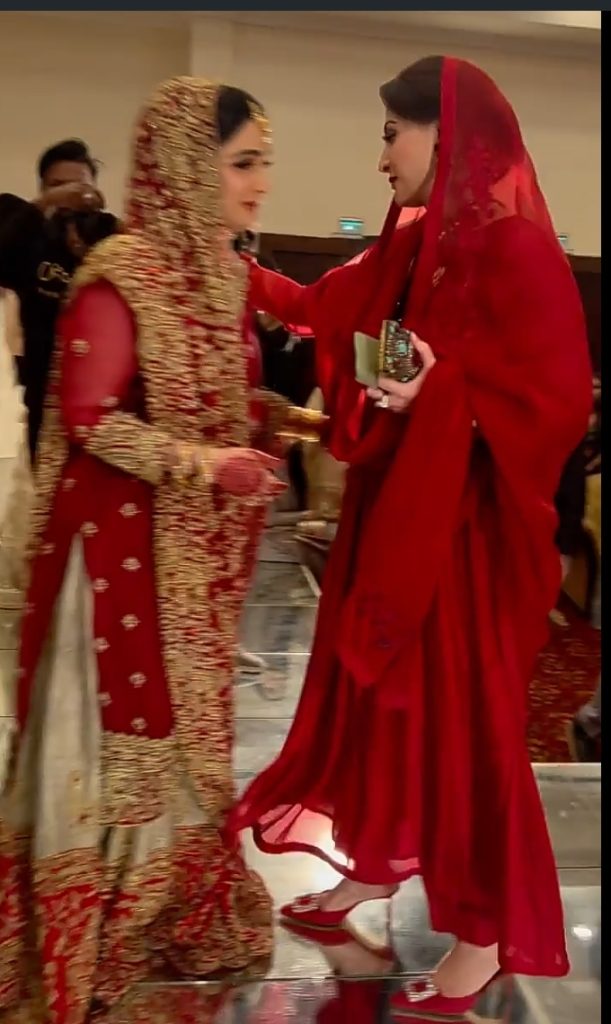 Outfit Details of Maryam Nawaz from a Recent Wedding