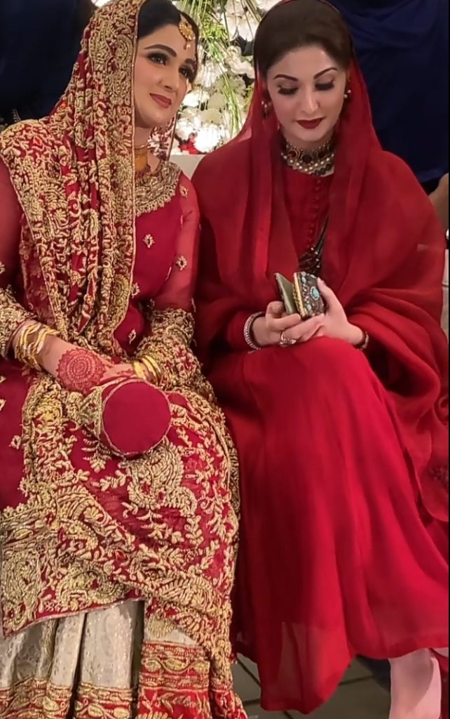 Outfit Details of Maryam Nawaz from a Recent Wedding | Reviewit.pk