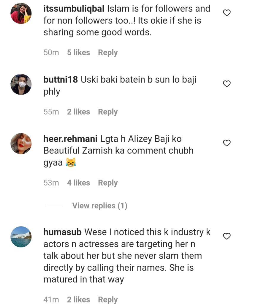 Alizeh Shah's Reply to Zarnish Khan Statement About Her