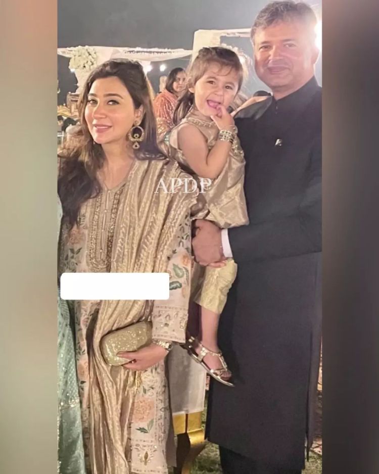 Aisha Khan with her Husband And Daughter Spotted at a Recent Wedding