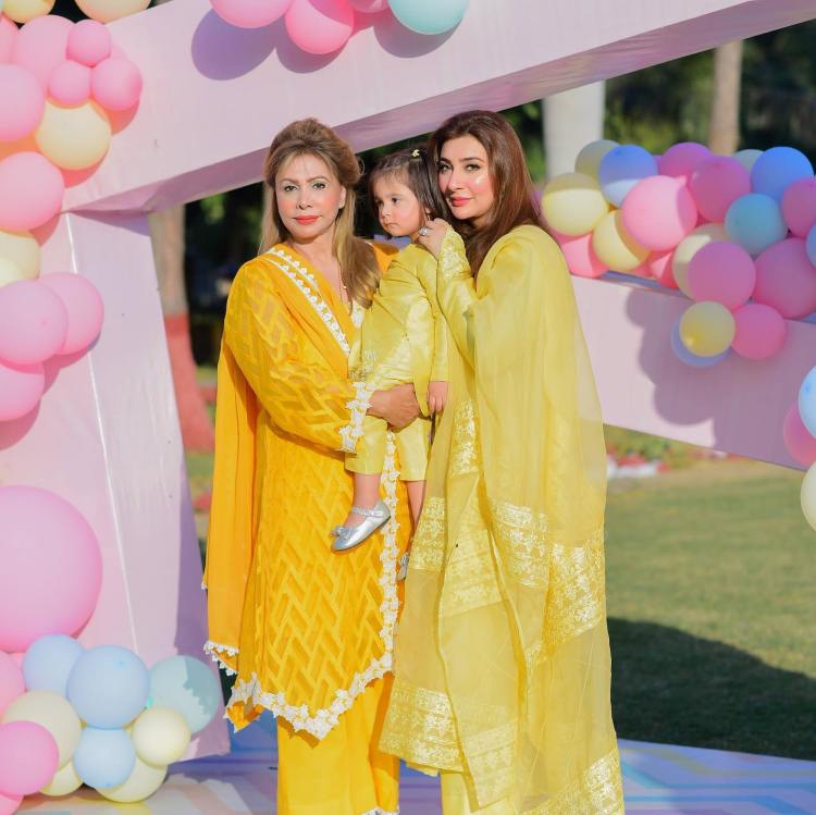 Aisha Khan with her Husband And Daughter Spotted at a Recent Wedding