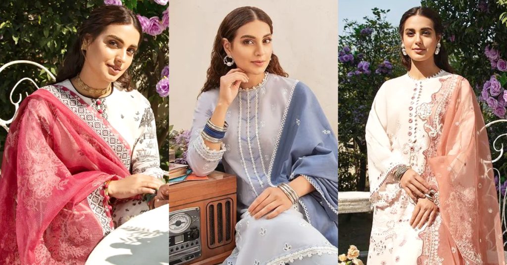 Cross Stitch Lawn Collection'22 Featuring Iqra Aziz