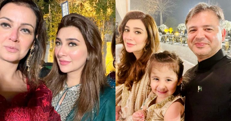 Aisha Khan with her Husband And Daughter Spotted at a Recent Wedding