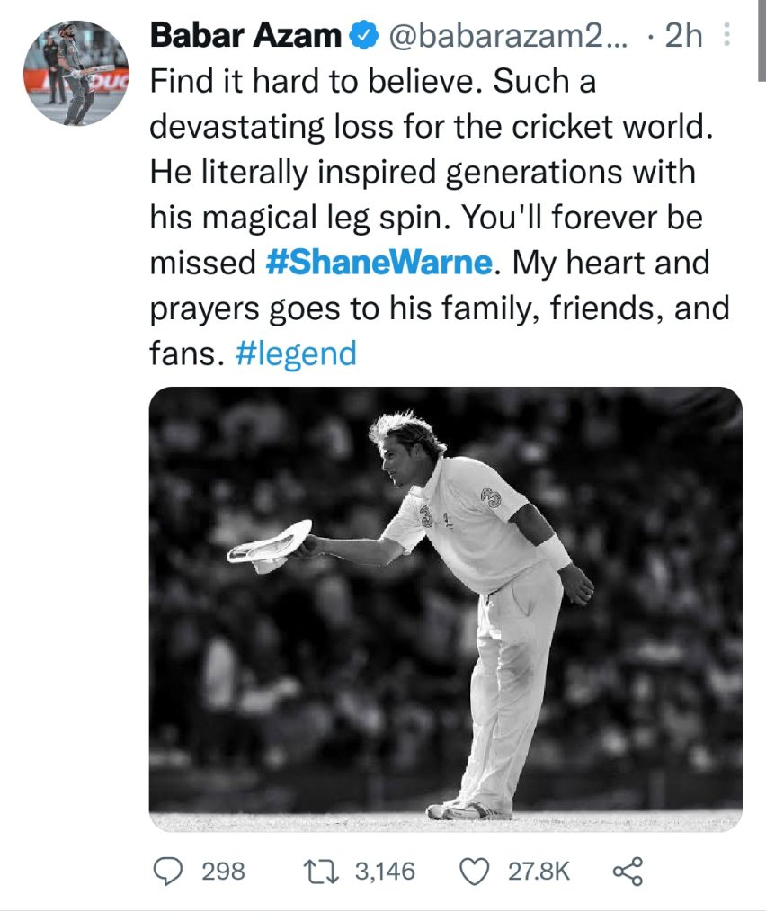 Pakistani Celebrities Extend Condolences On Shane Warne's Untimely Death