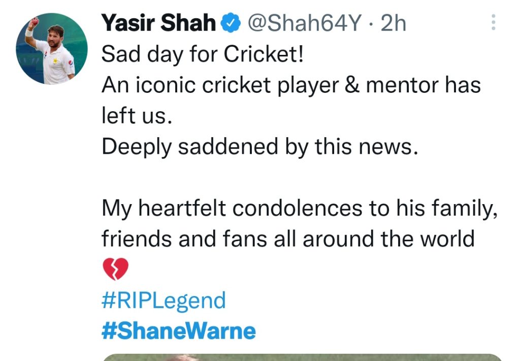 Pakistani Celebrities Extend Condolences On Shane Warne's Untimely Death
