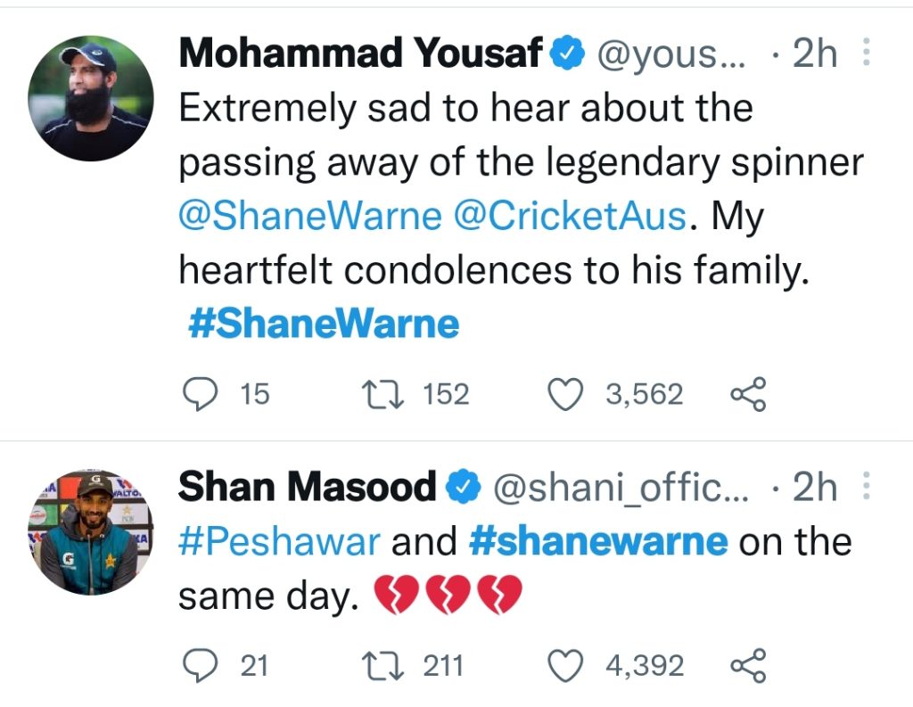 Pakistani Celebrities Extend Condolences On Shane Warne's Untimely Death