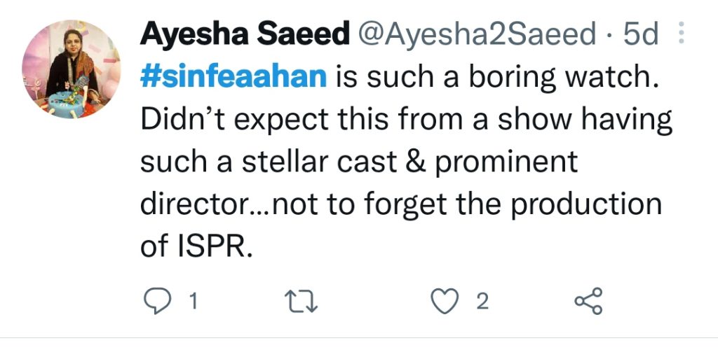 Public is Not Happy with Sinf e Aahan’s Script